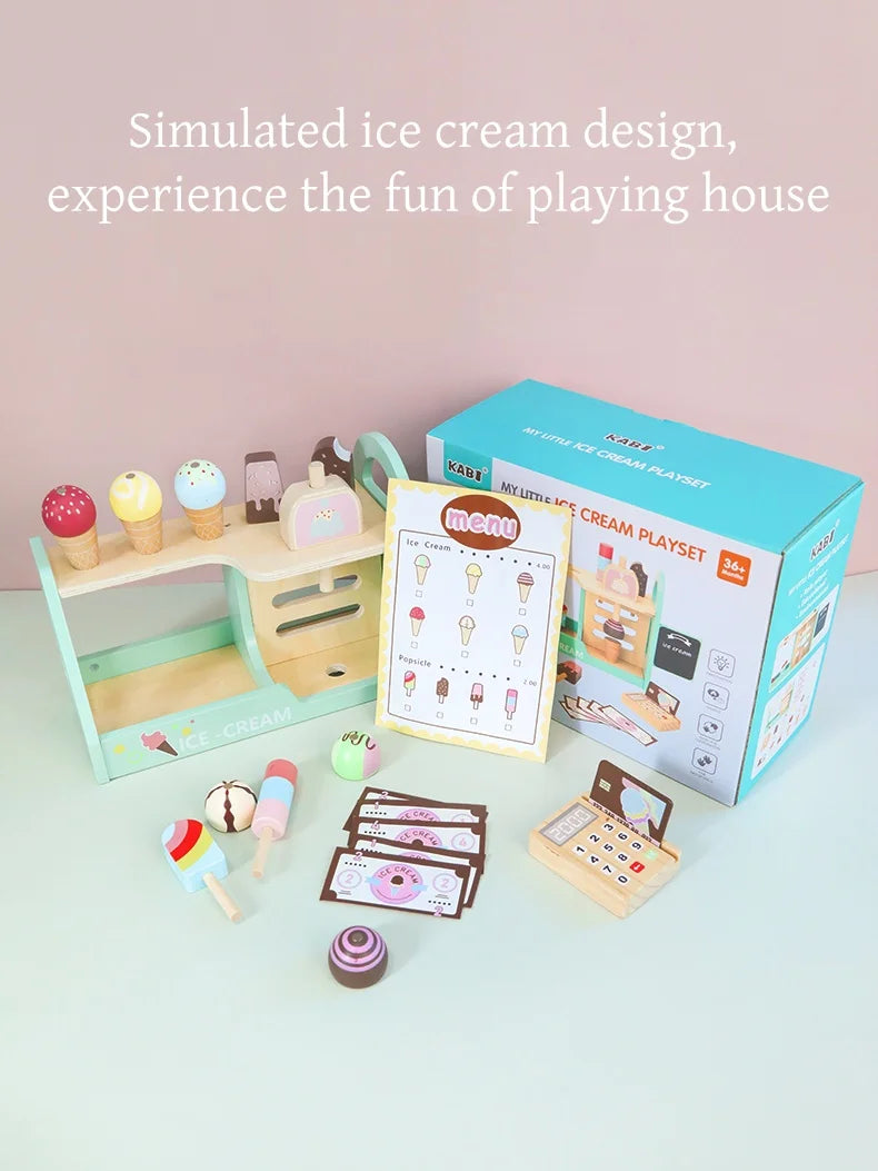 Montessori Ice Cream Playset with Coins for Kids