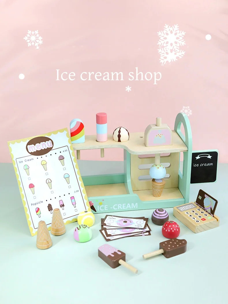 Montessori Ice Cream Playset with Coins for Kids