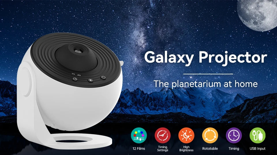 Galaxy Starry Sky Projector – 360° Rotating Night Lamp