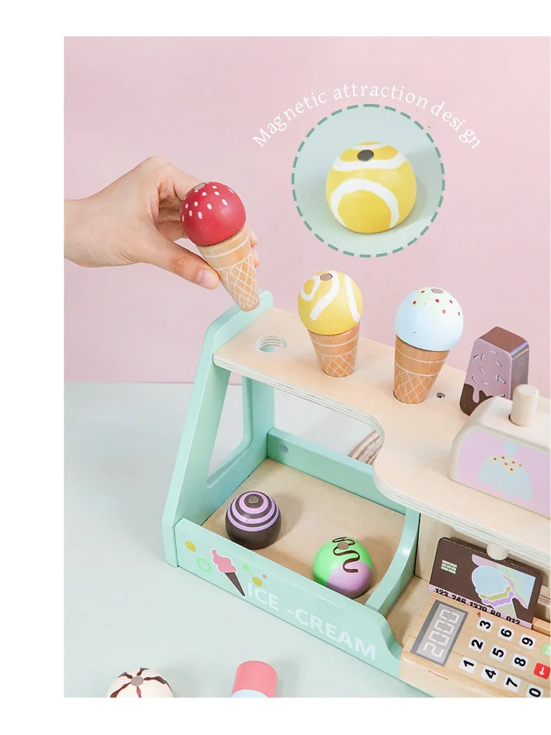 Montessori Ice Cream Playset with Coins for Kids