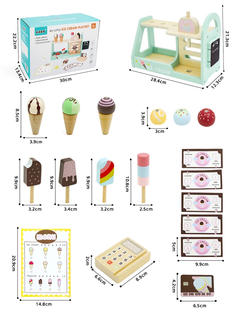 Montessori Ice Cream Playset with Coins for Kids