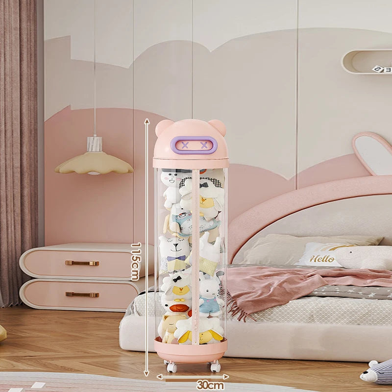 Foldable Plush Toy Storage Bin – Cartoon Design