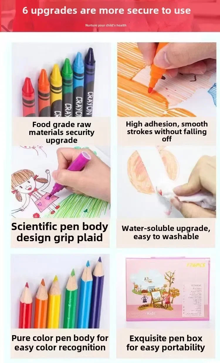 208pcs Kids Watercolor Pen Set with Easel
