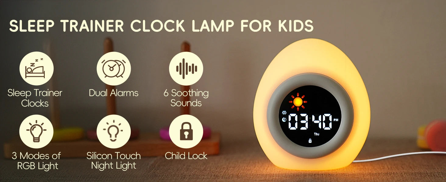 Kids Sleep Training Alarm Clock with Night Light