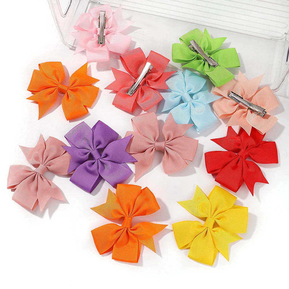 Random Color Bow Hair Clips for Baby Girls