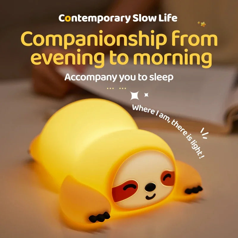 Sloth Night Light – Soft Silicone Touch Lamp