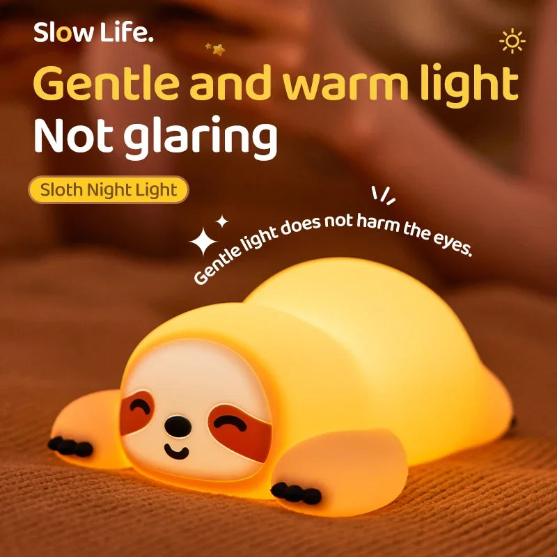 Sloth Night Light – Soft Silicone Touch Lamp