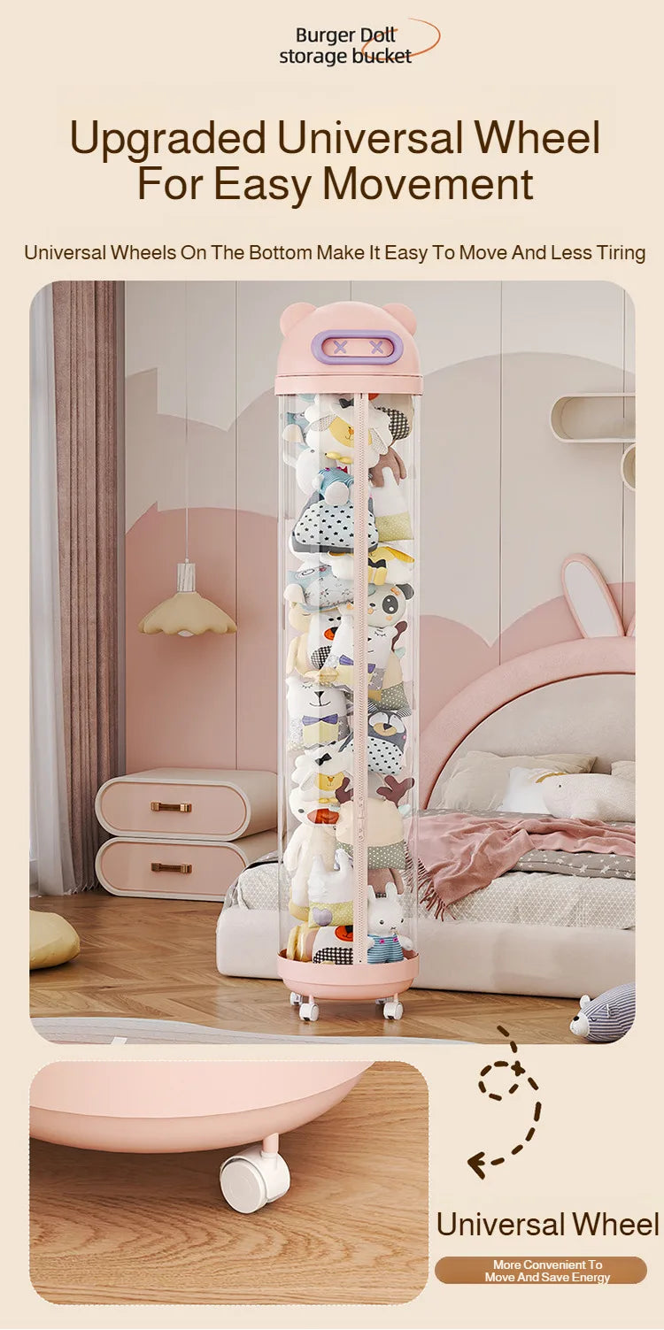 Foldable Plush Toy Storage Bin – Cartoon Design