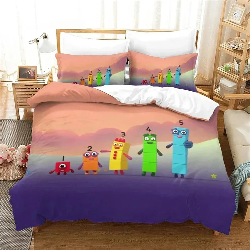 Cartoon Number-Blocks Bedding Set – Duvet & Pillowcases