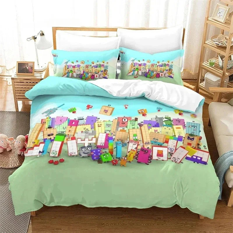 Cartoon Number-Blocks Bedding Set – Duvet & Pillowcases