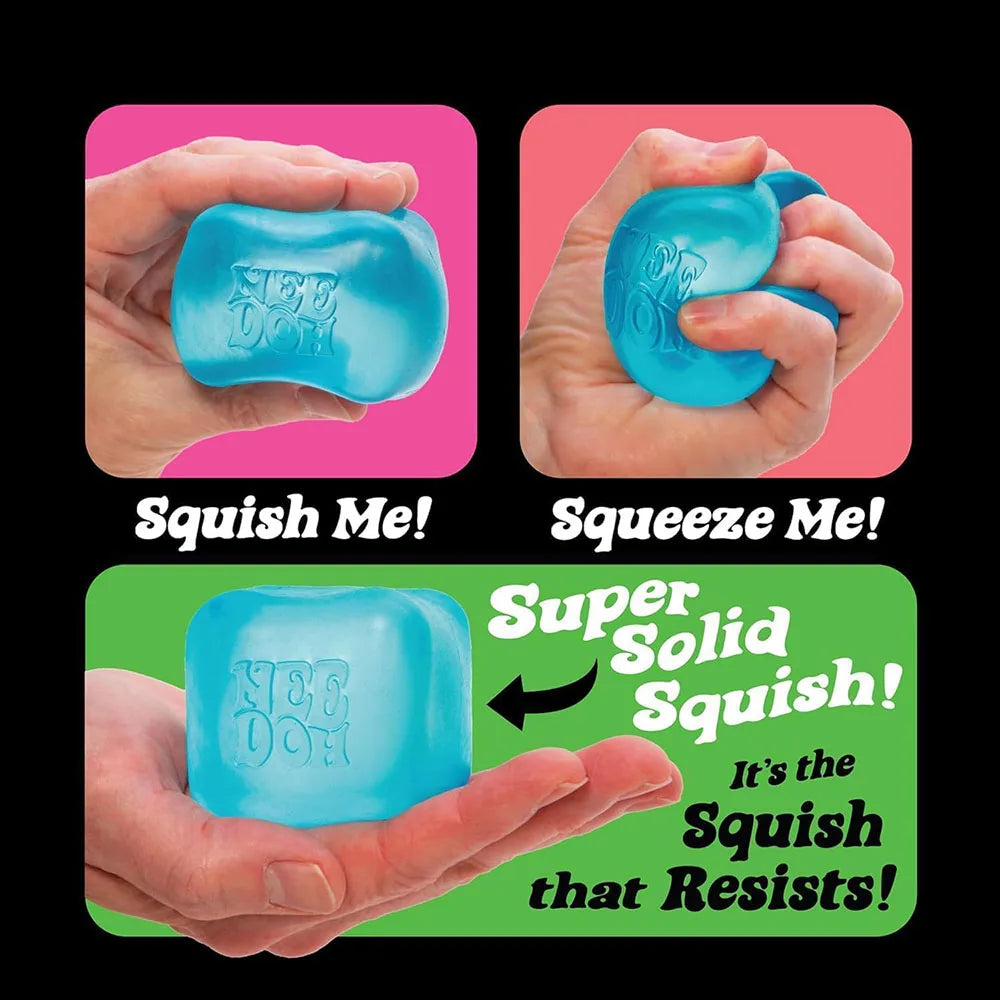 Schylling NeeDoh Nice Cube Sensory Squeeze Toy with Super Solid Squish Stress Relief Anxiety Sensory Tool - 2.25" Cube