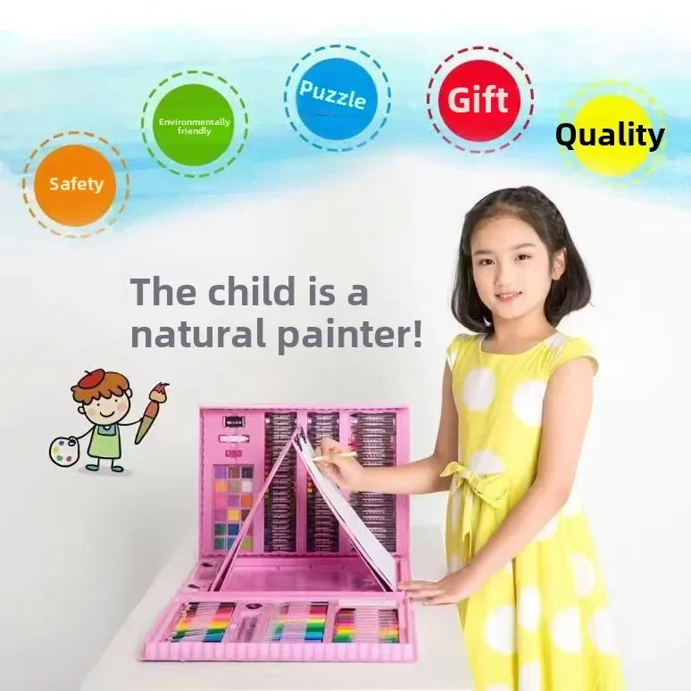 208pcs Kids Watercolor Pen Set with Easel