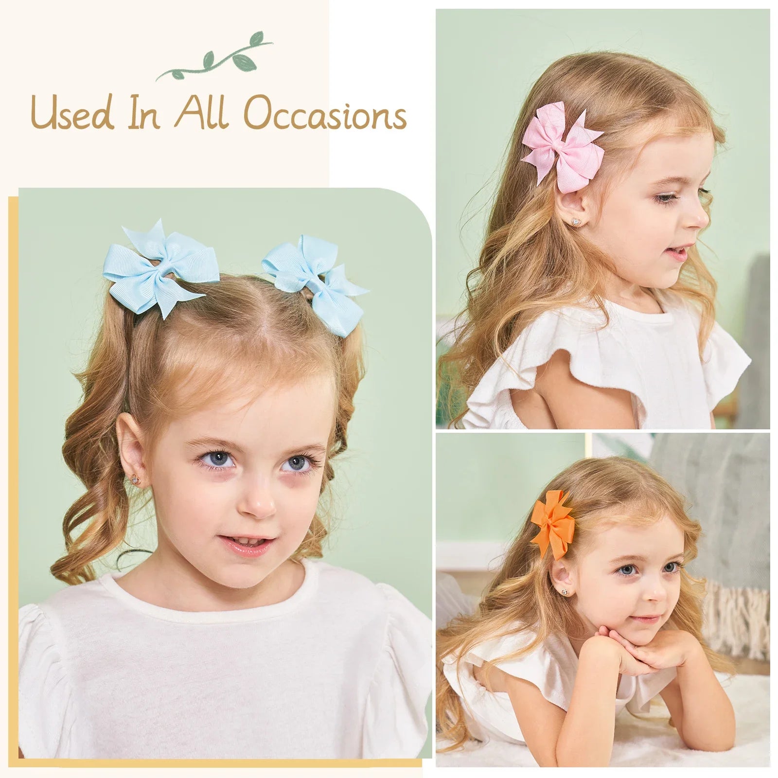 Random Color Bow Hair Clips for Baby Girls