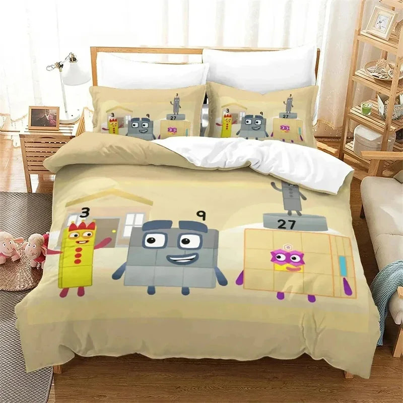 Cartoon Number-Blocks Bedding Set – Duvet & Pillowcases