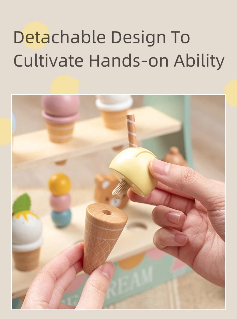 Montessori Ice Cream Playset with Coins for Kids