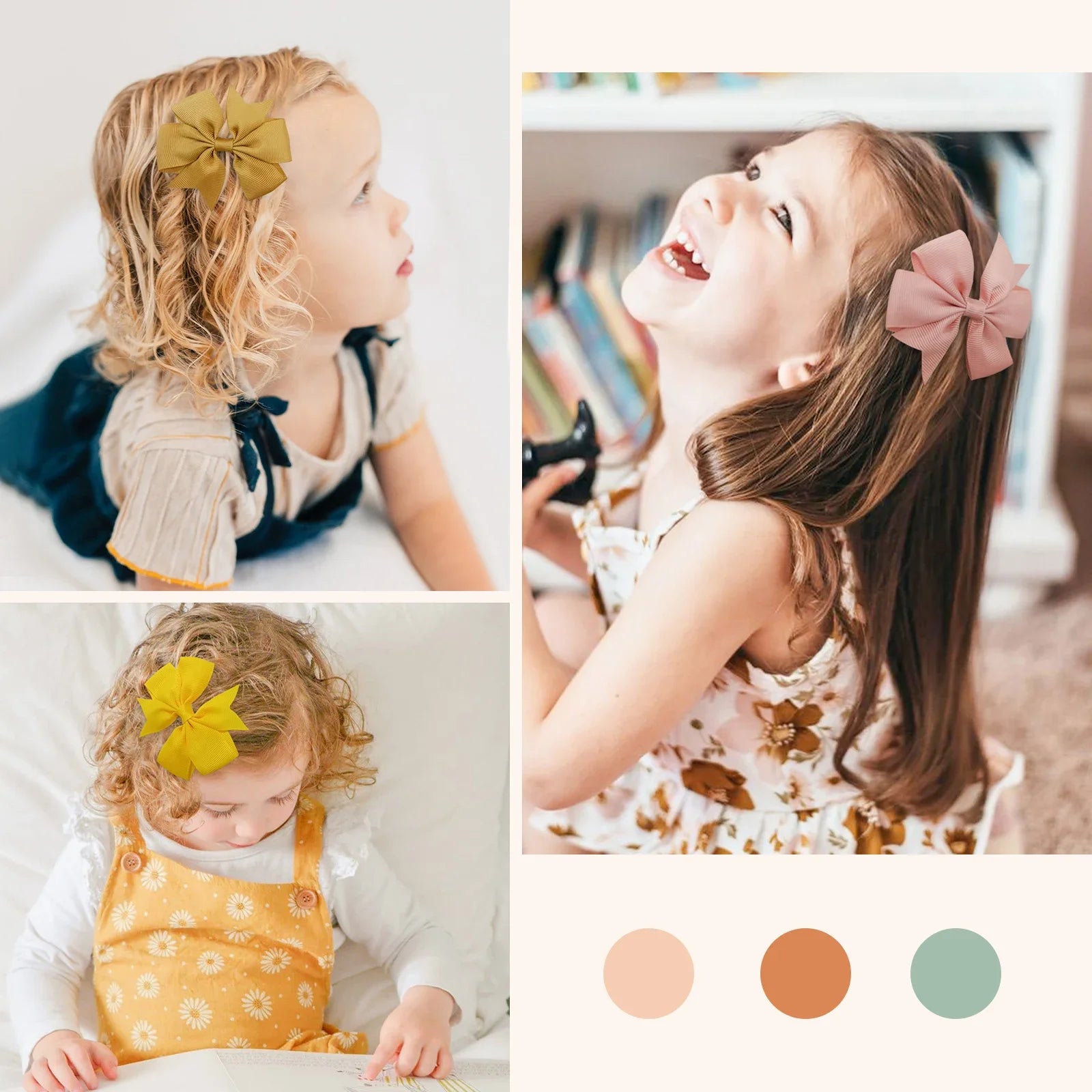 Random Color Bow Hair Clips for Baby Girls