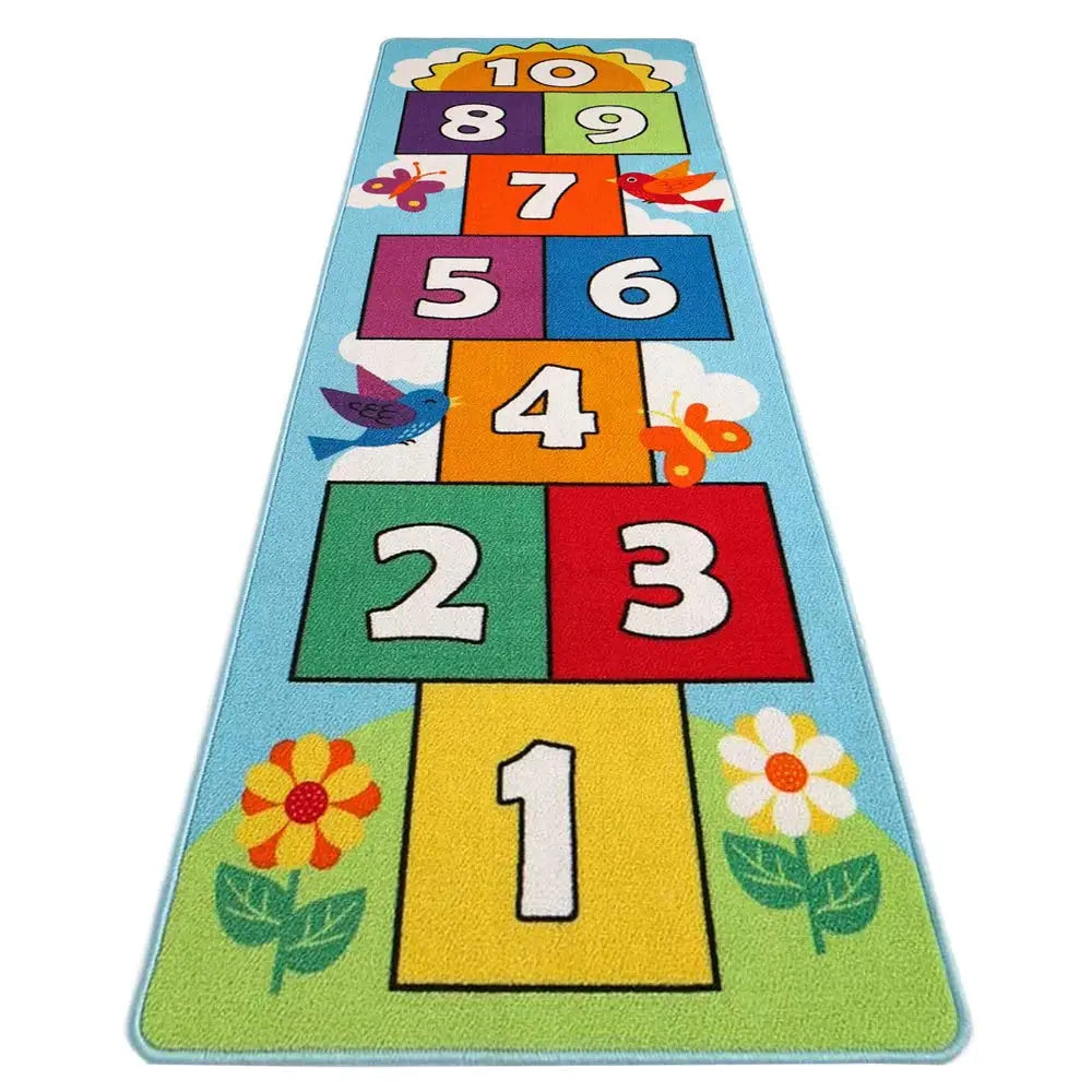 Cartoon Hopscotch Digital Game Rug – Kids Play Mat