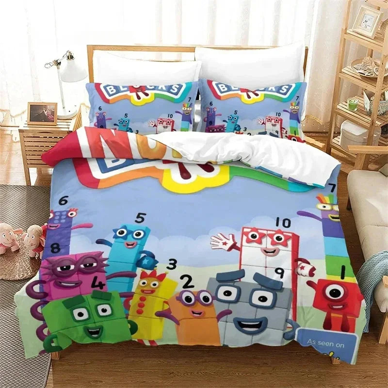 Cartoon Number-Blocks Bedding Set – Duvet & Pillowcases