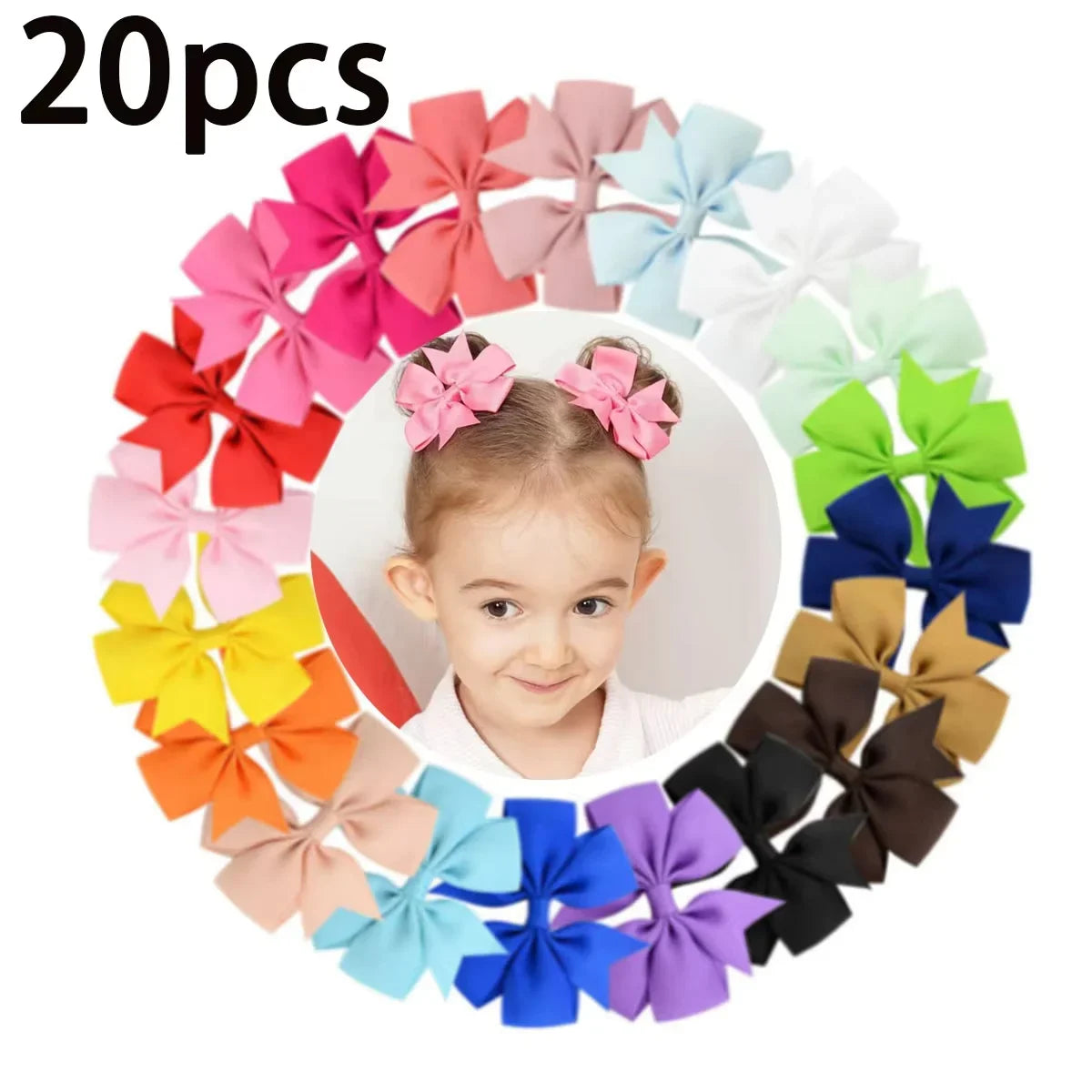 Random Color Bow Hair Clips for Baby Girls
