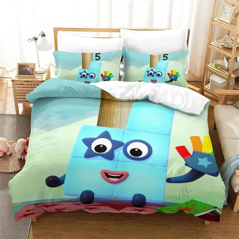 Cartoon Number-Blocks Bedding Set – Duvet & Pillowcases