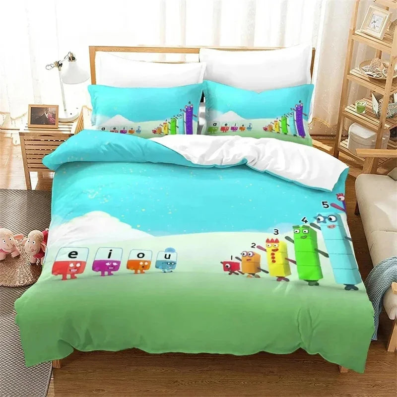 Cartoon Number-Blocks Bedding Set – Duvet & Pillowcases