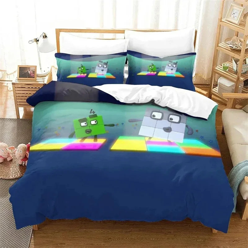 Cartoon Number-Blocks Bedding Set – Duvet & Pillowcases