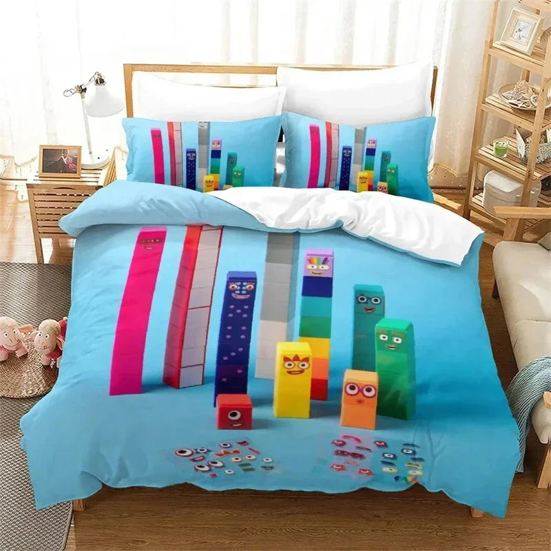 Cartoon Number-Blocks Bedding Set – Duvet & Pillowcases