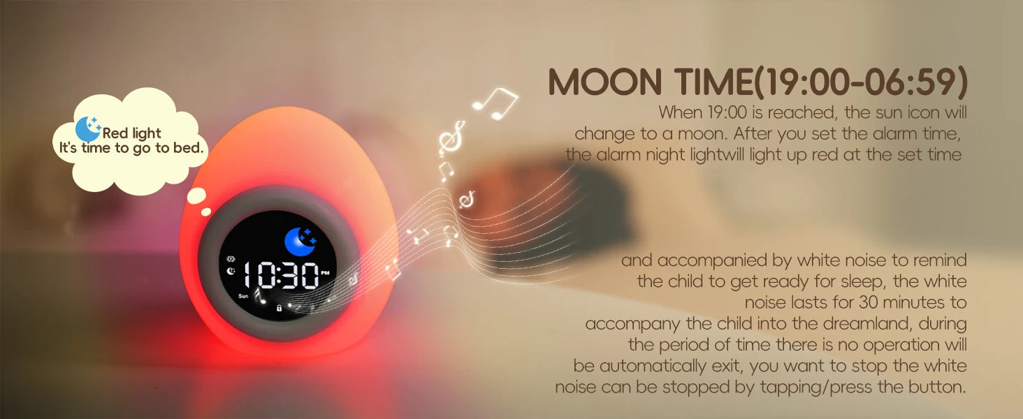 Kids Sleep Training Alarm Clock with Night Light