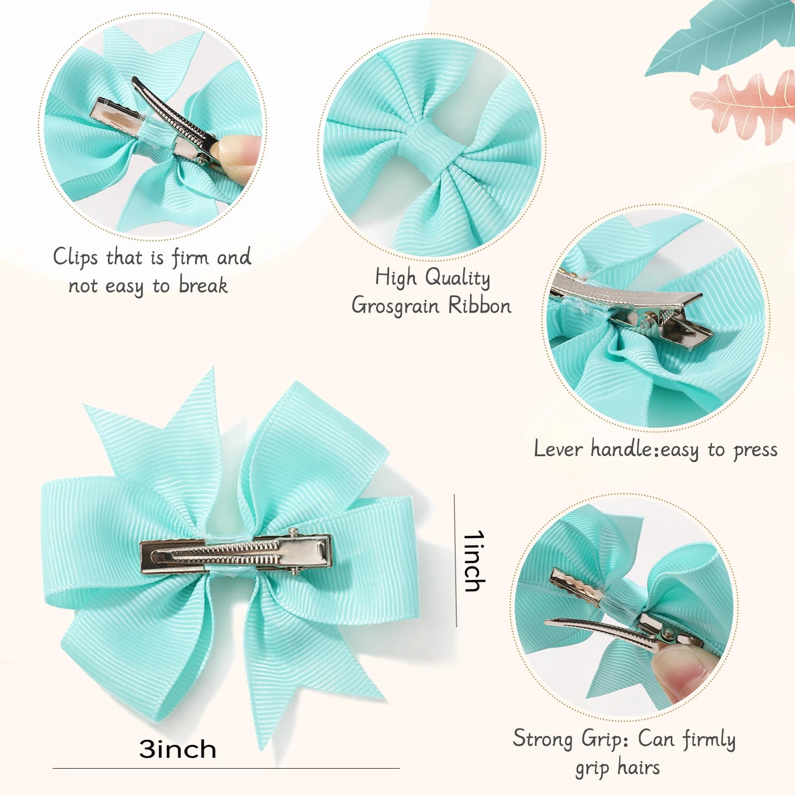 Random Color Bow Hair Clips for Baby Girls