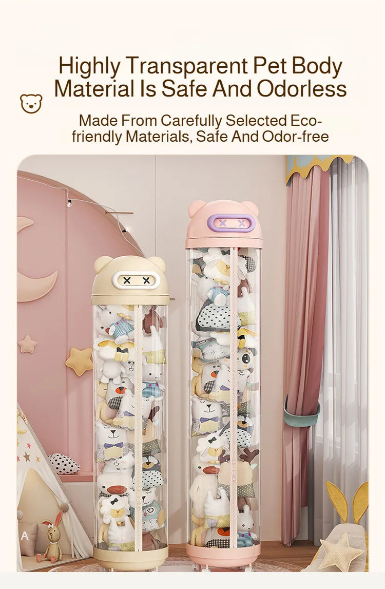 Foldable Plush Toy Storage Bin – Cartoon Design