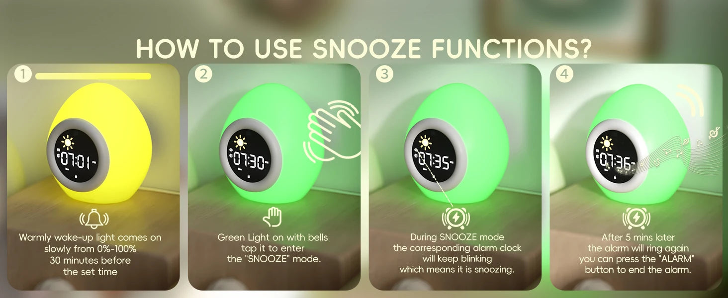 Kids Sleep Training Alarm Clock with Night Light