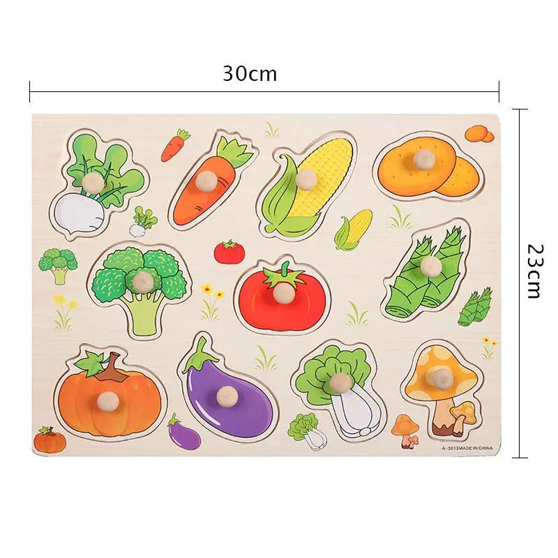 Montessori Wooden Puzzle – Cartoon Animals & Traffic