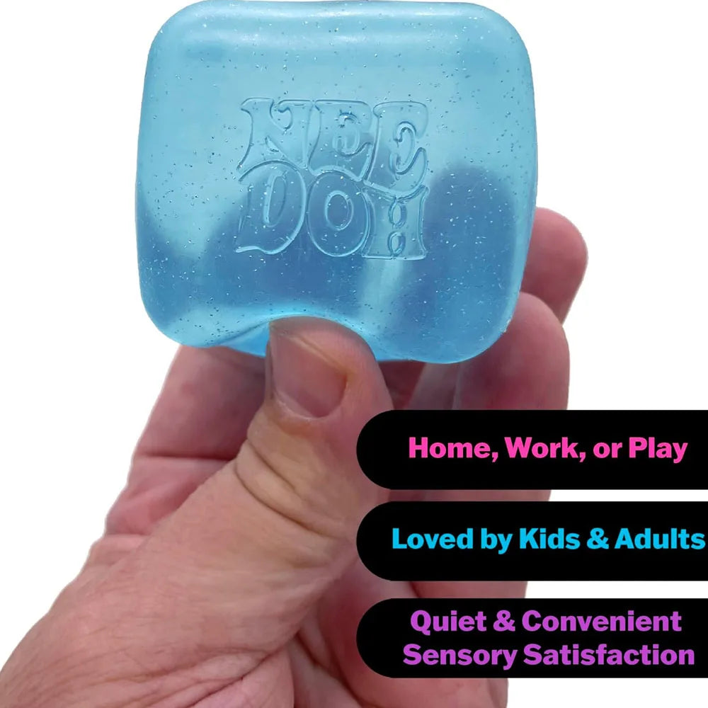 Schylling NeeDoh Nice Cube Sensory Squeeze Toy with Super Solid Squish Stress Relief Anxiety Sensory Tool - 2.25" Cube