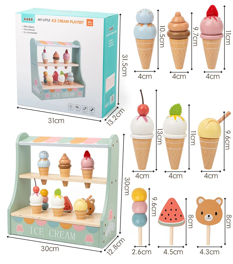 Montessori Ice Cream Playset with Coins for Kids