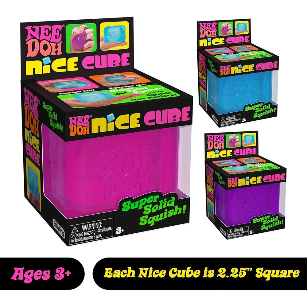 Schylling NeeDoh Nice Cube Sensory Squeeze Toy with Super Solid Squish Stress Relief Anxiety Sensory Tool - 2.25" Cube