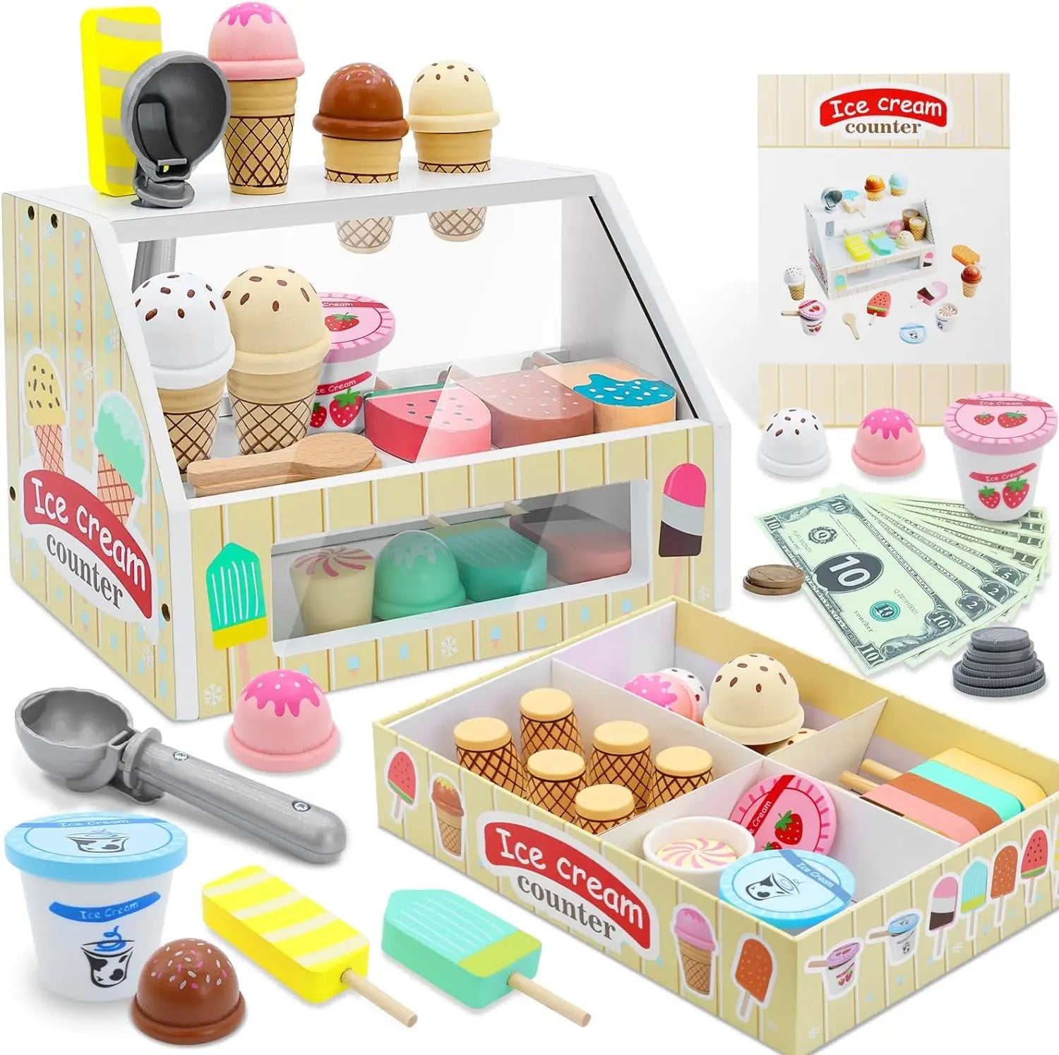 Montessori Ice Cream Playset with Coins for Kids