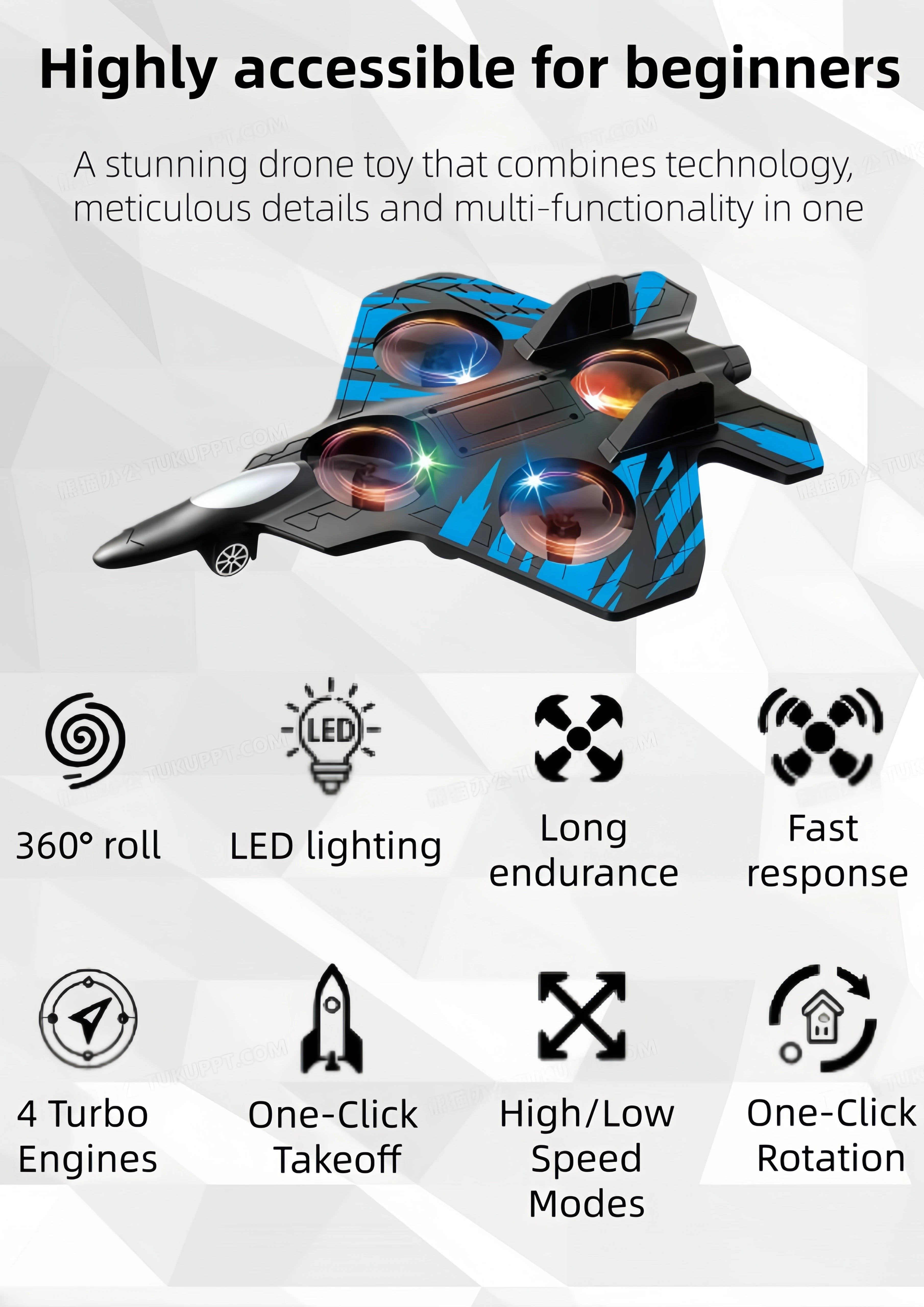 Glider RC Helicopter & Airplane Toy with Lights