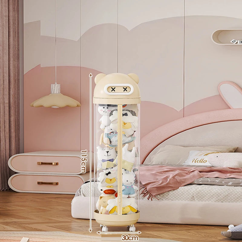 Foldable Plush Toy Storage Bin – Cartoon Design