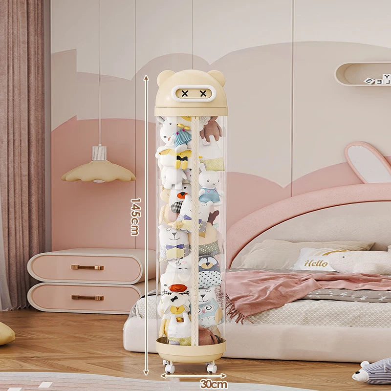 Foldable Plush Toy Storage Bin – Cartoon Design