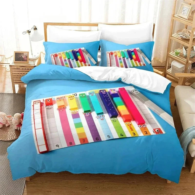 Cartoon Number-Blocks Bedding Set – Duvet & Pillowcases