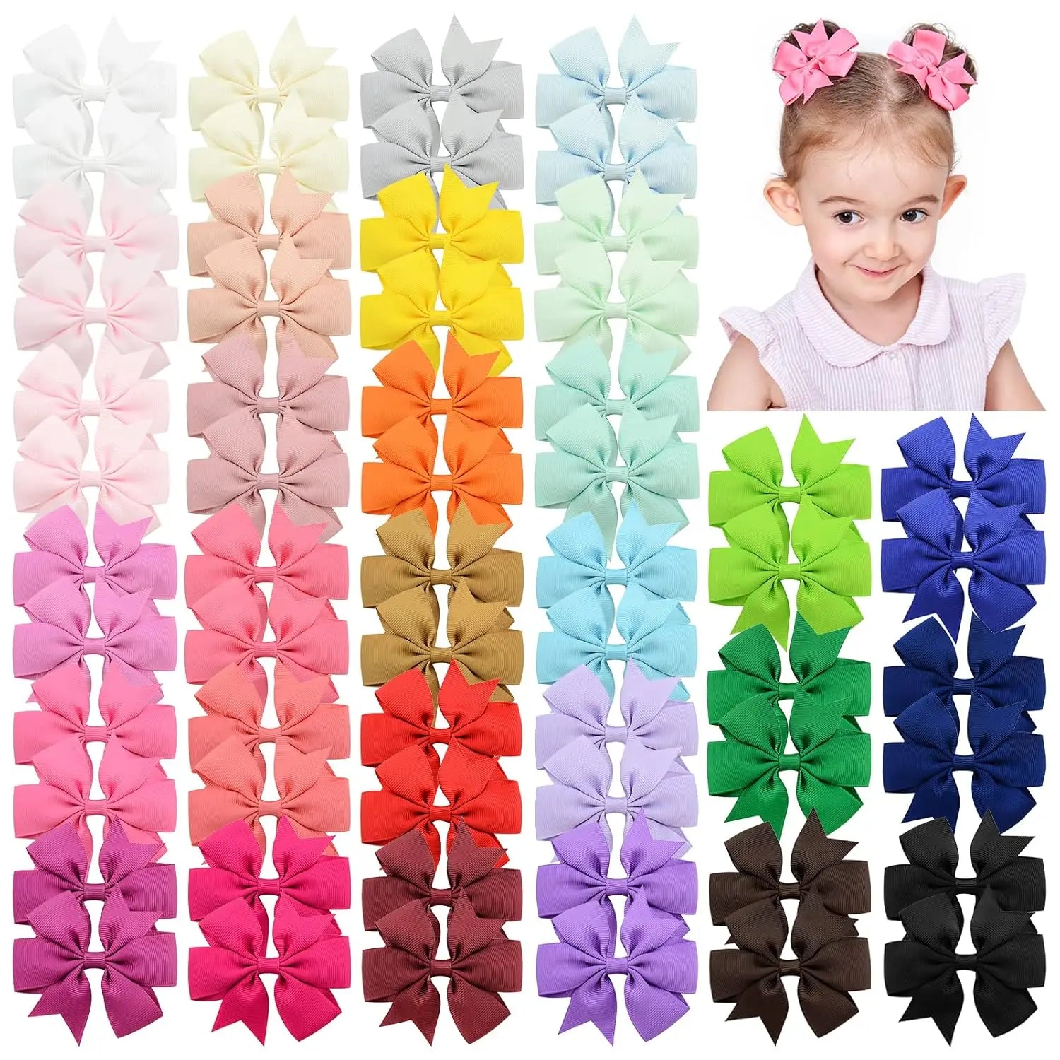 Random Color Bow Hair Clips for Baby Girls