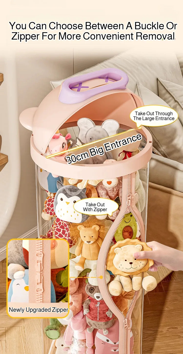 Foldable Plush Toy Storage Bin – Cartoon Design