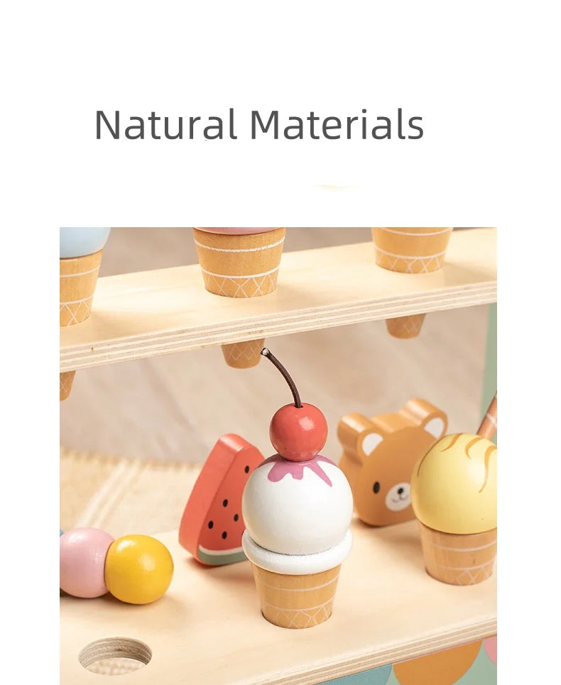 Montessori Ice Cream Playset with Coins for Kids