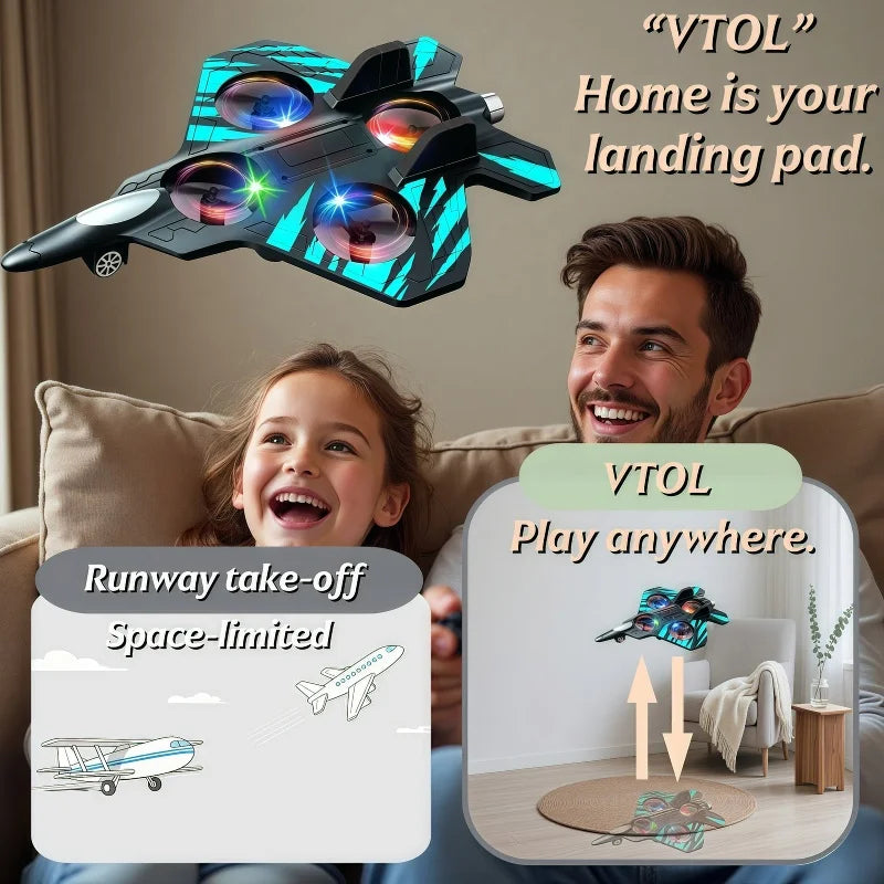 Glider RC Helicopter & Airplane Toy with Lights