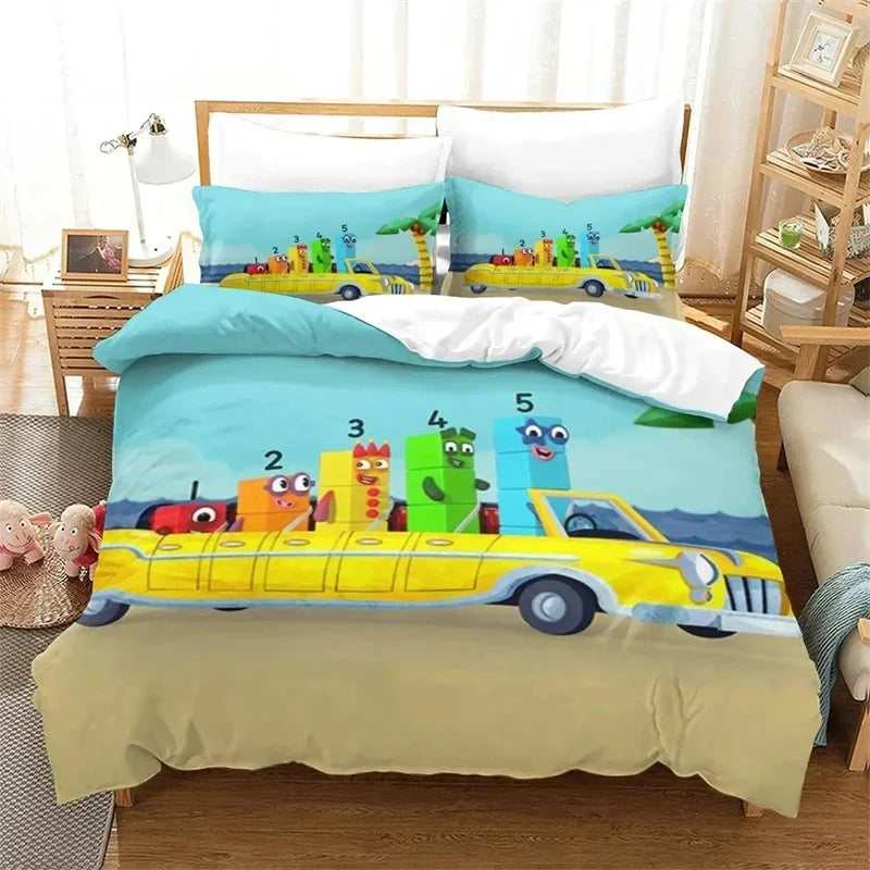 Cartoon Number-Blocks Bedding Set – Duvet & Pillowcases