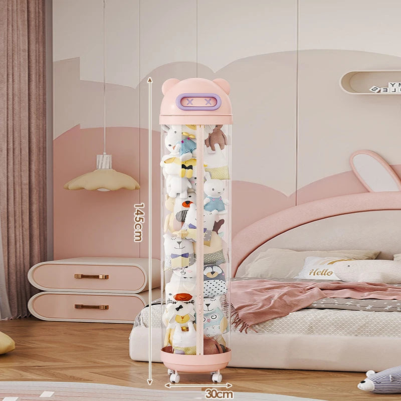 Foldable Plush Toy Storage Bin – Cartoon Design