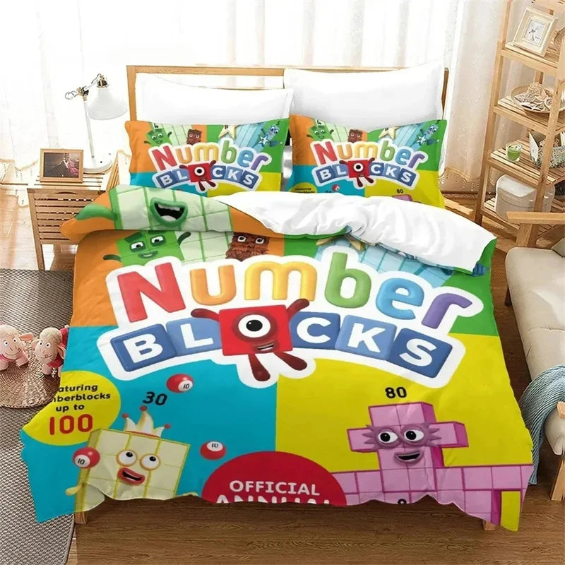 Cartoon Number-Blocks Bedding Set – Duvet & Pillowcases